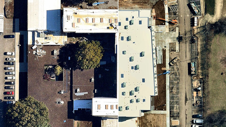 Aerial view maps rethink roofing