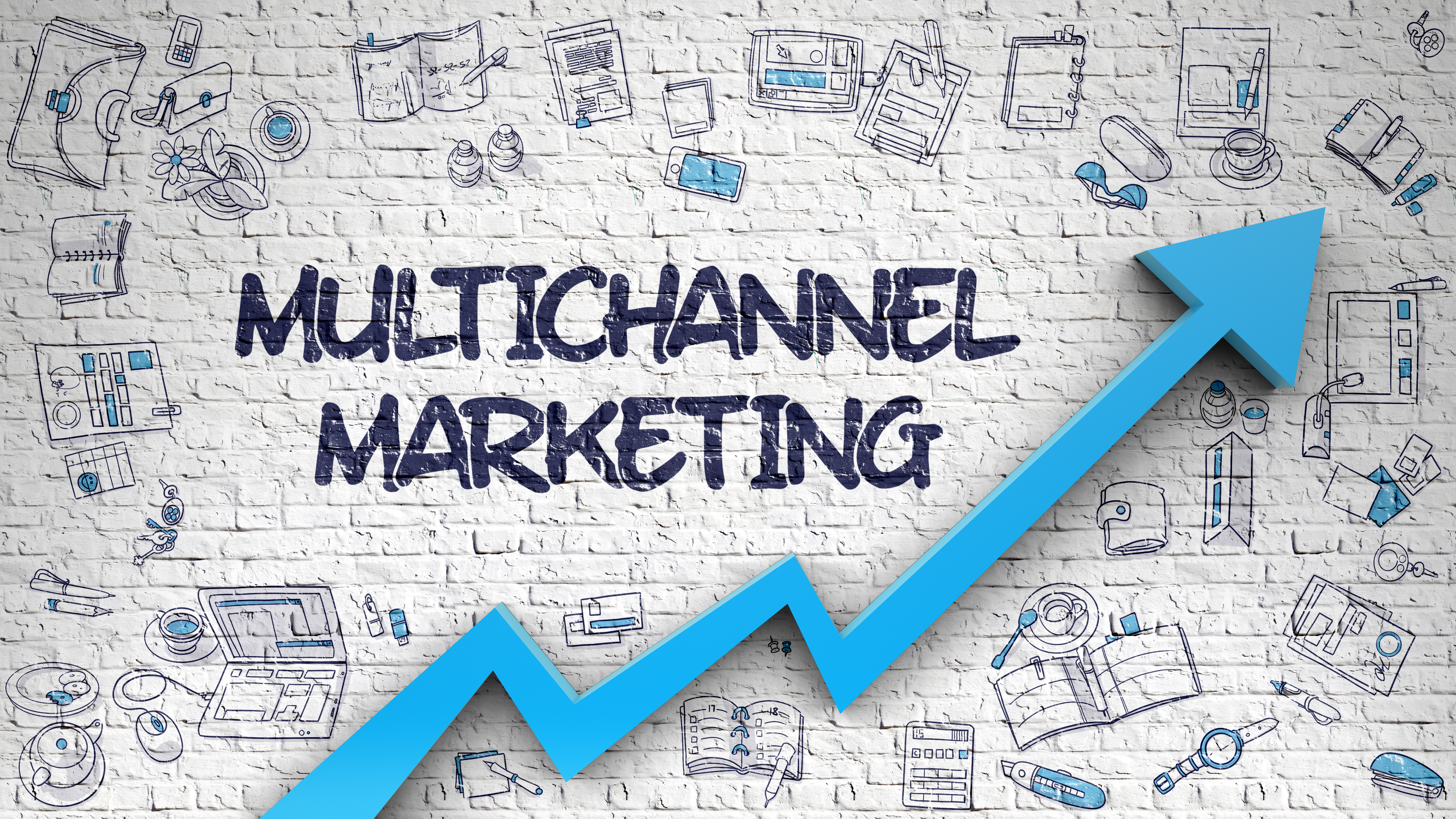 Multichannel Marketing Drawn on White Wall.