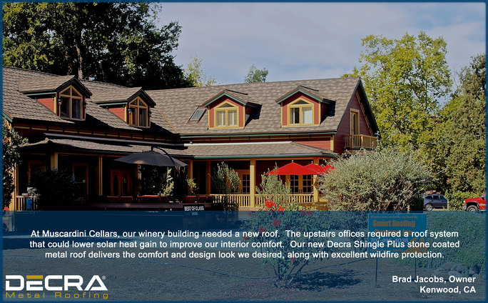 DEC - ProjProfile - DECRA - Winery’s Old Shake Roof Replaced with Class A Fire-rated DECRA Shingle Plus Roof