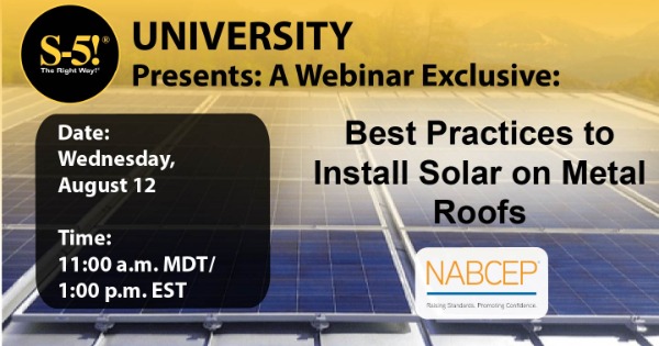 S-5! Best Practices to Install Solar on Metal Roofs
