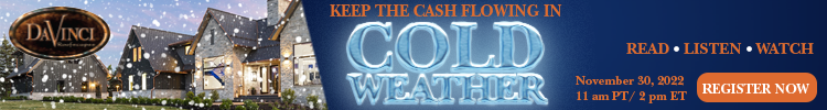 DaVinci Rooscapes  - Banner Ad - Keep The Cash Flowing in Cold Weather (RLW Registration)