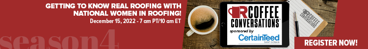 Coffee Conversations - Banner Ad - Getting to Know REAL Roofing with National Women in Roofing! (Sponsored by CertatinTeed)