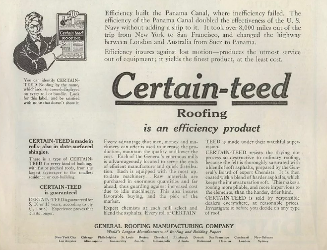 Certain-Teed Roofing ad from the Saturday Evening Post