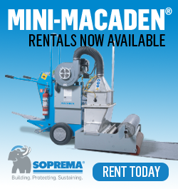 SOPREMA - Sidebar Ad - Mini-Macaden Rrentals Now Available