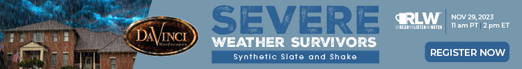 DaVinci Roofscapes - Banner Ad - Severe Weather Survivors: Synthetic Slate and Shake (RLW)