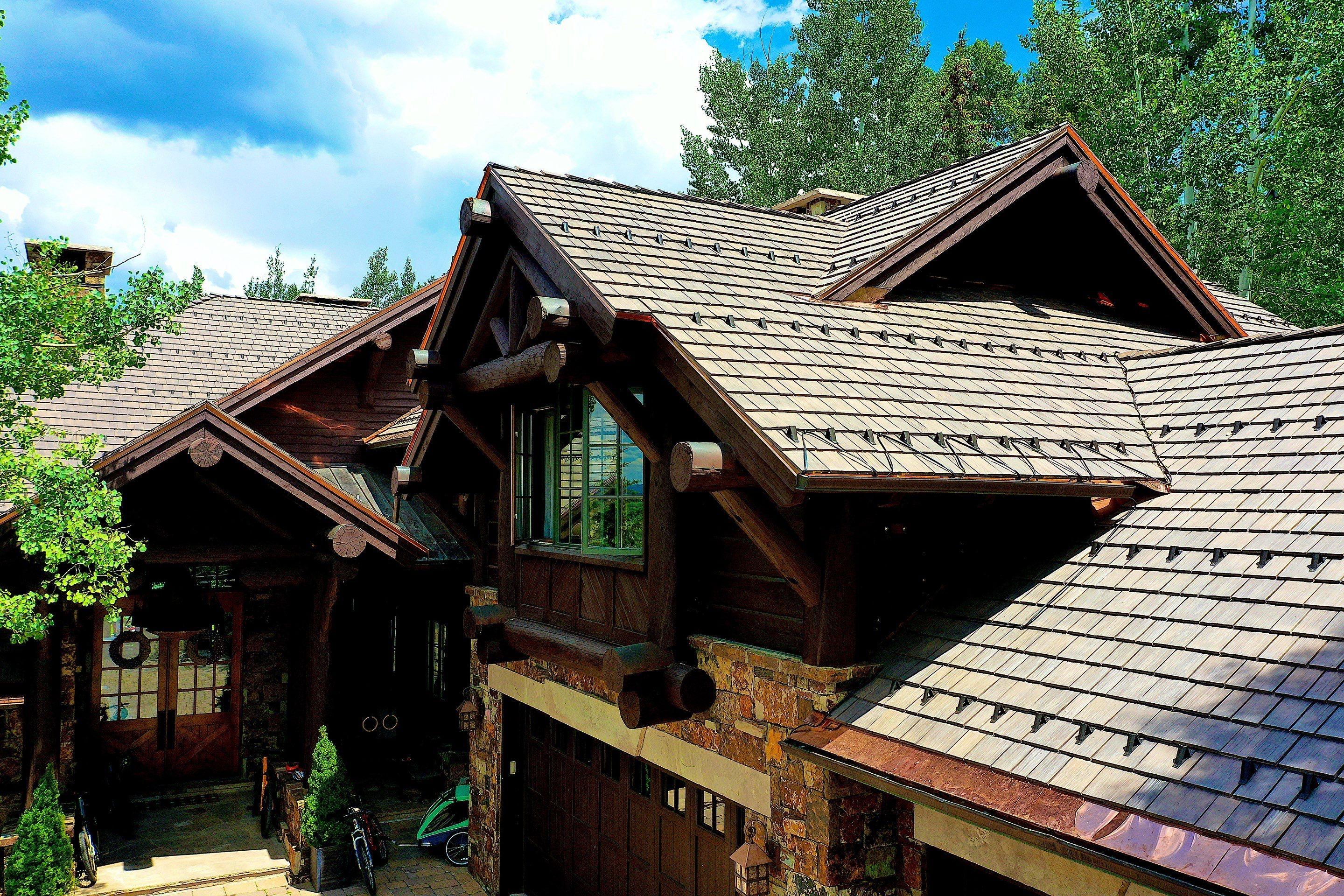 Rocky Mountain - RG 16 snow guards in dark bronze on DaVinci Select Shake by Umbrella Roofing