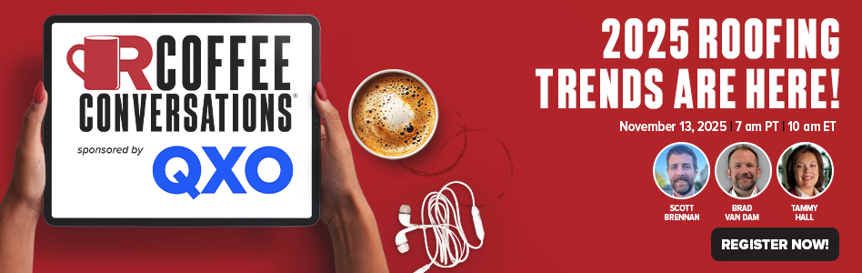 Coffee Conversations - Billboard Ad - 2025 Roofing Trends Are Here!