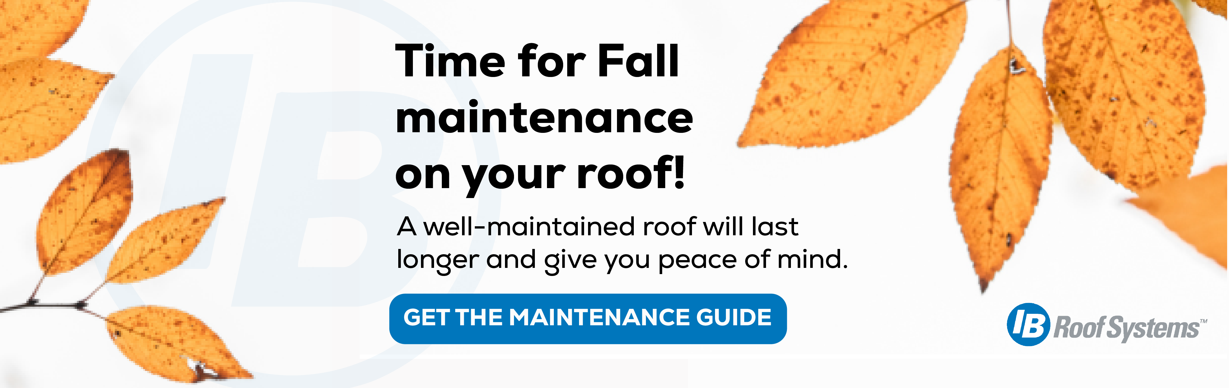 IB Roof Systems - Billboard Ad - Time for Fall Maintenance IB Roof Systems - Billboard Ad - Time for Fall Maintenance