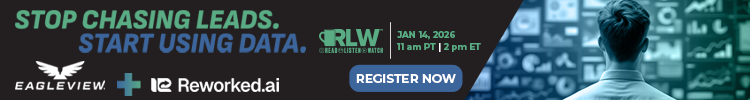 Eagleview & Reworked.ai - Banner Ad - Stop Chasing Leads. Start Using Data. (RLW)
