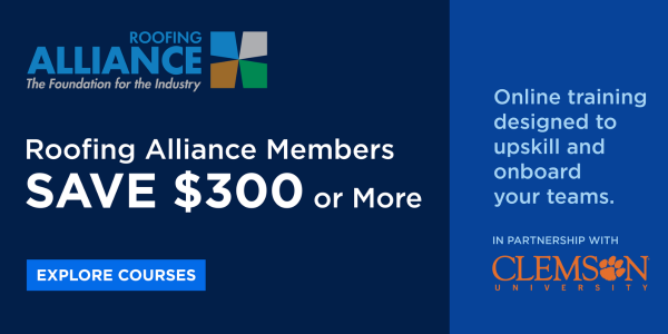 Roofing Alliance Clemson Online Training Courses