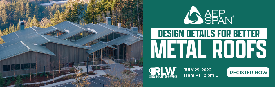 AEP Span - Billboard Ad - RLW Design Details for Better Metal Roofs - Register