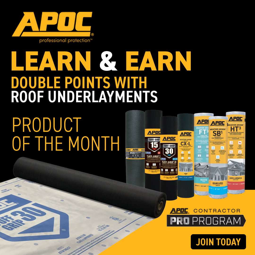 Earn Double Points Through October on APOC Underlayments