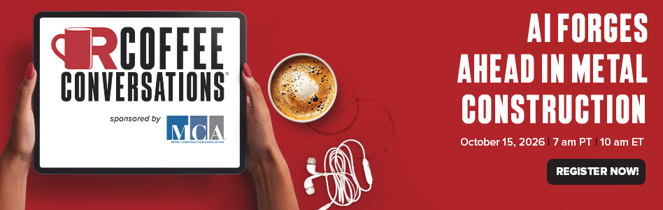 Coffee Conversations - Billboard Ad - AI Forges Ahead in Metal Construction