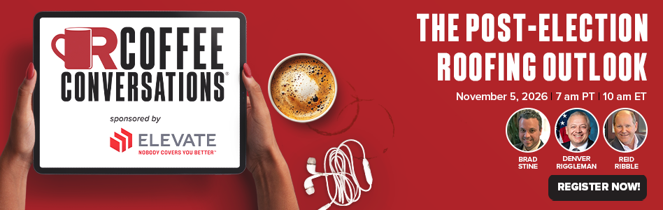 Coffee Conversations - Billboard Ad - The Post-Election Roofing Outlook (sponsored by Elevate)